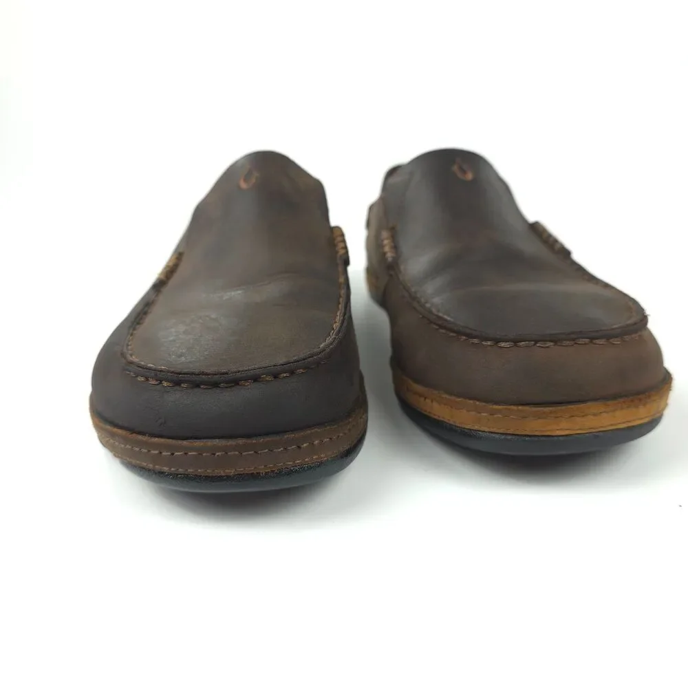 OLUKAI Moloa Leather Slip On Shoes Beachy Boho Coastal Hawaiian VSCO Casual 10.5